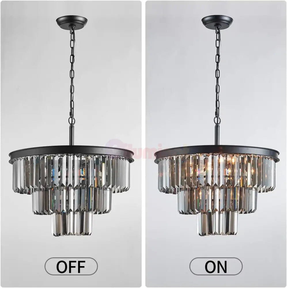 Candelabru Cristal SMOKY BLACK ROUND 400mm NEAGRA / 40CM / CRISTAL Chandeliers Crystal