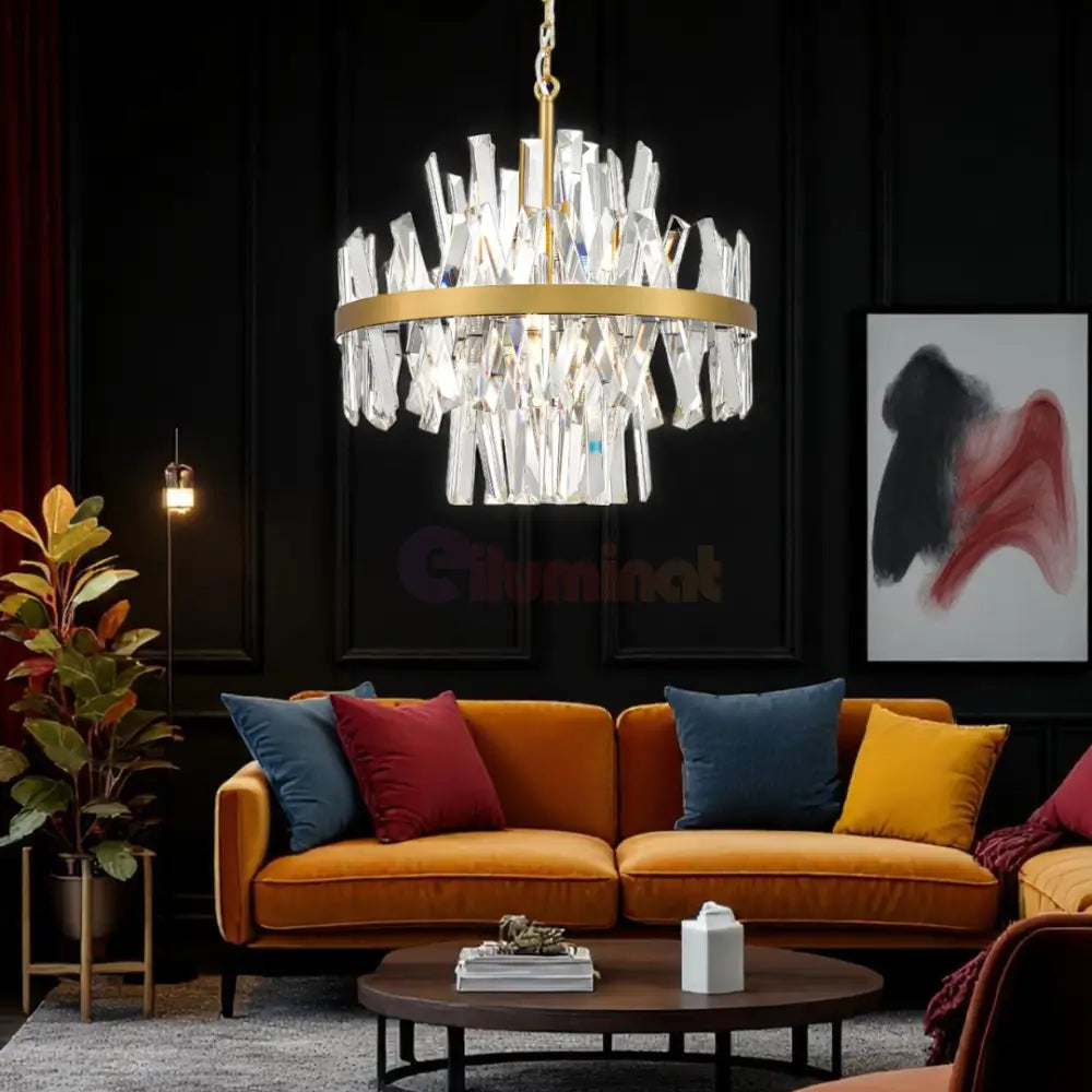 Lustra Suspendata Gold 8xG9 28W CONSTANTINOPOLE AURIE / CRISTAL / 50CM Chandeliers Crystal