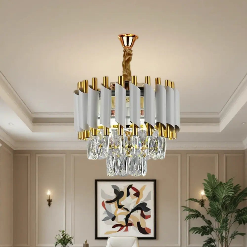 Candelabru Cristal 300mm WHITE PANTHER 8801/300 ALB + AURIU / CRISTAL / 30CM Chandeliers Crystal