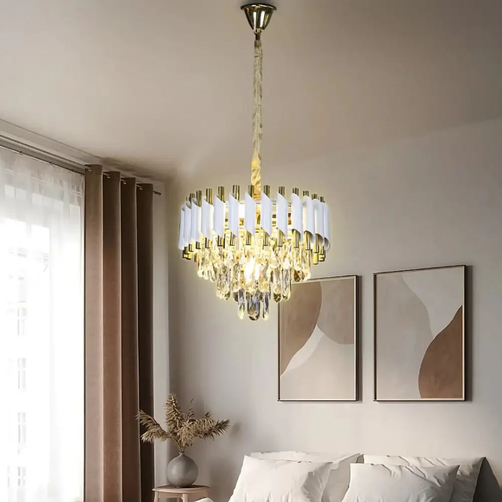 Candelabru Cristal 300mm WHITE PANTHER 8801/300 ALB + AURIU / CRISTAL / 30CM Chandeliers Crystal