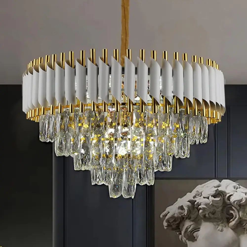 Candelabru Cristal 500mm WHITE PANTHER 8801/500 ALB + AURIU / 50CM / CRISTAL Chandeliers Crystal