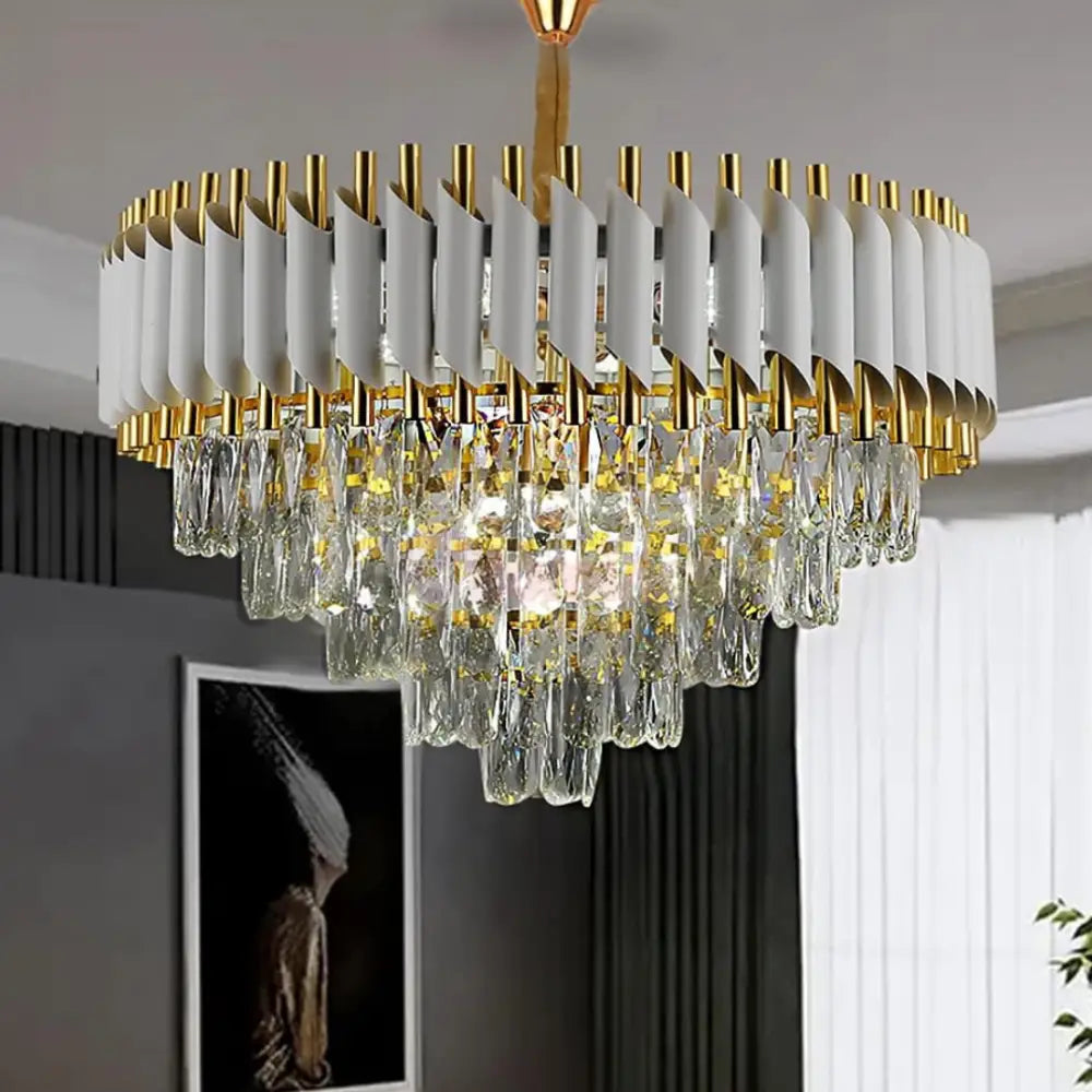 Candelabru Cristal 500mm WHITE PANTHER 8801/500 ALB + AURIU / 50CM / CRISTAL Chandeliers Crystal
