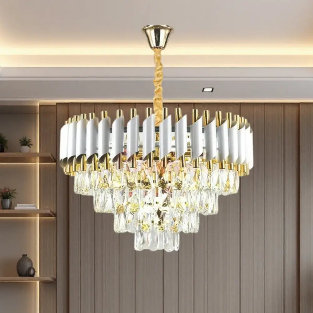 Candelabru Cristal 500mm WHITE PANTHER 8801/500 ALB + AURIU / 50CM / CRISTAL Chandeliers Crystal