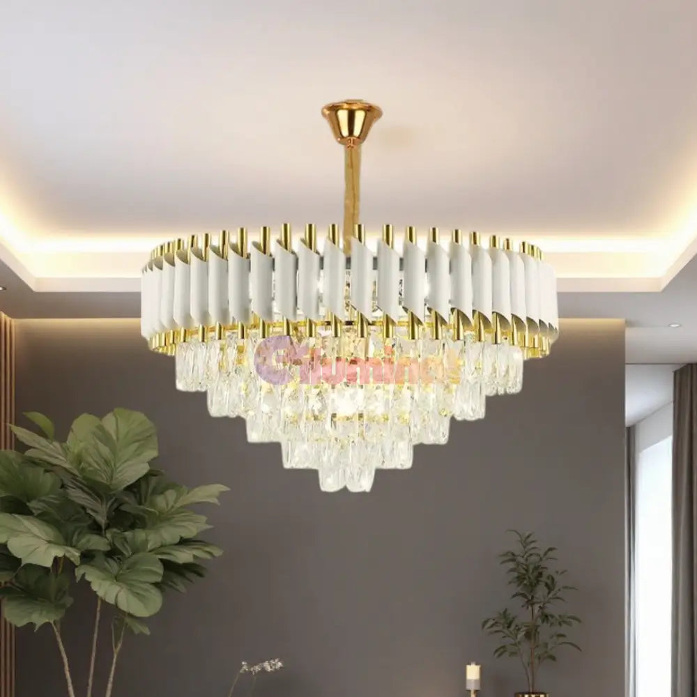 Candelabru Cristal 600MM WHITE PANTHER 8801/600 ALB + AURIU / 60CM / CRISTAL Chandeliers Crystal