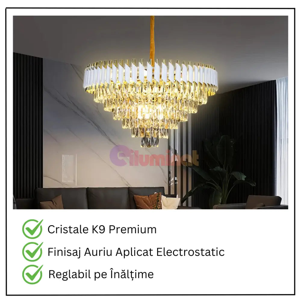 Candelabru Cristal 750MM WHITE PANTHER 8801/750 ALB + AURIU / 75CM / CRISTAL Chandeliers Crystal