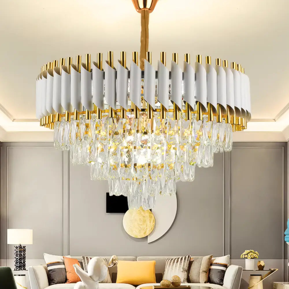Candelabru Cristal 750MM WHITE PANTHER 8801/750 ALB + AURIU / 75CM / CRISTAL Chandeliers Crystal