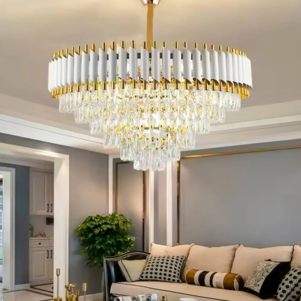 Candelabru Cristal 750MM WHITE PANTHER 8801/750 ALB + AURIU / 75CM / CRISTAL Chandeliers Crystal
