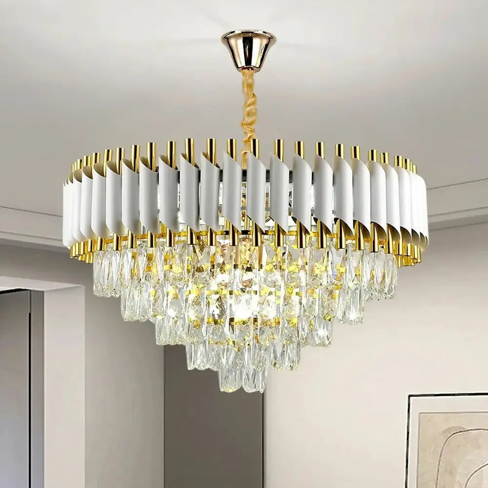 Candelabru Cristal 750MM WHITE PANTHER 8801/750 ALB + AURIU / 75CM / CRISTAL Chandeliers Crystal