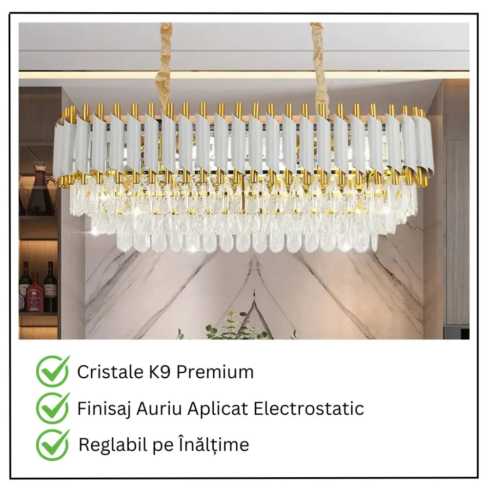 Candelabru Cristal 800MM WHITE PANTHER 8801/800 ALB + AURIU / 80X30CM / CRISTAL Chandeliers Crystal