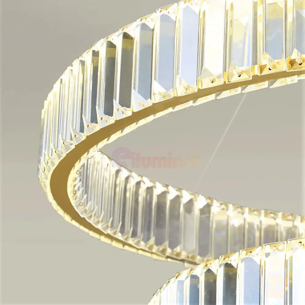 Candelabru Led 140W Cristal Royal Gold 4 Segmente Telecomanda Chandeliers Crystal