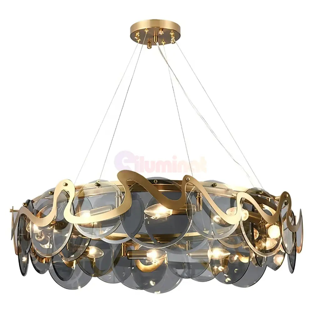 Candelabru Sticla 10xE14 Pure Fume 75CM / NEAGRA / LUXURY Chandeliers Crystal