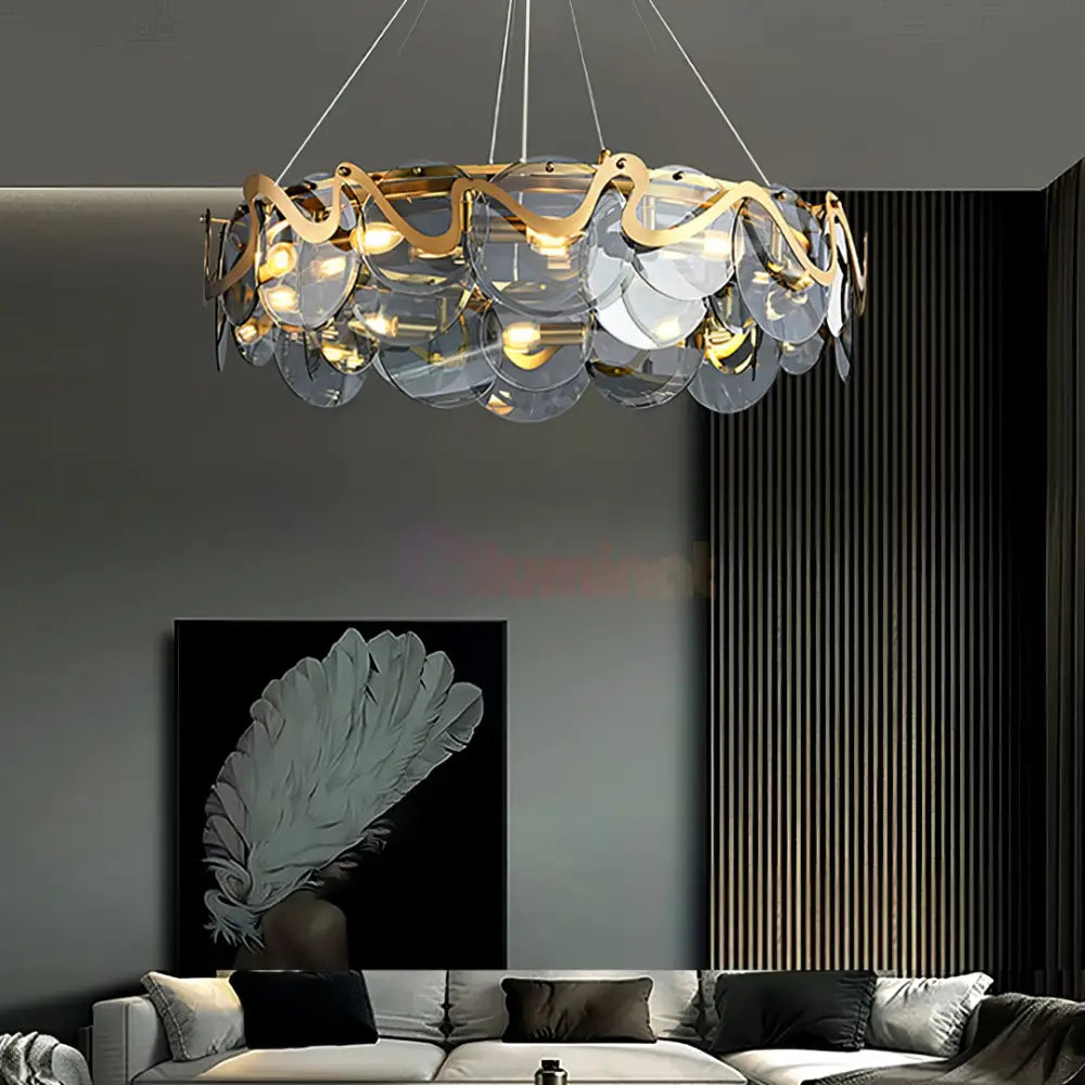 Candelabru Sticla 10xE14 Pure Fume 75CM / NEAGRA / LUXURY Chandeliers Crystal
