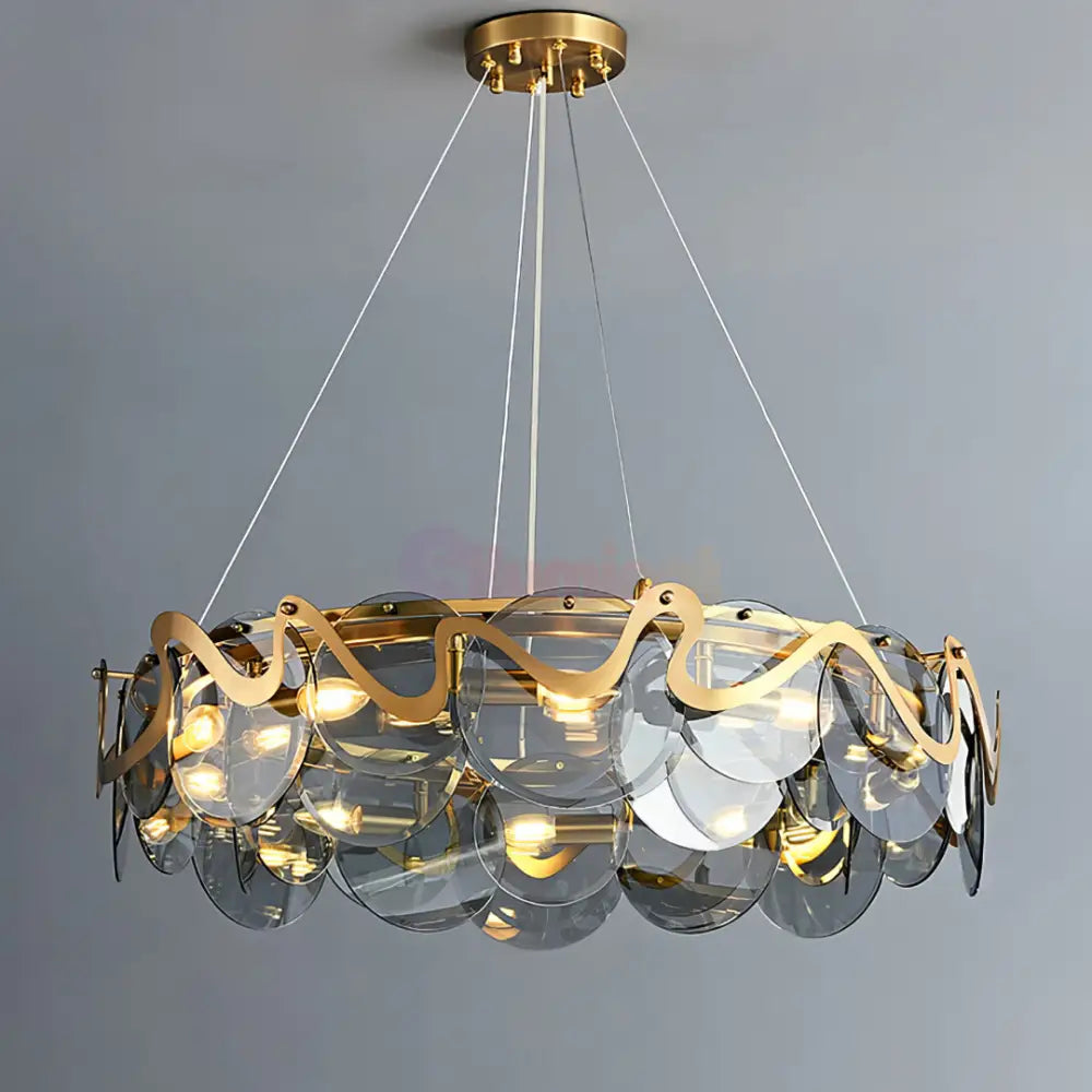 Candelabru Sticla 10xE14 Pure Fume 75CM / NEAGRA / LUXURY Chandeliers Crystal