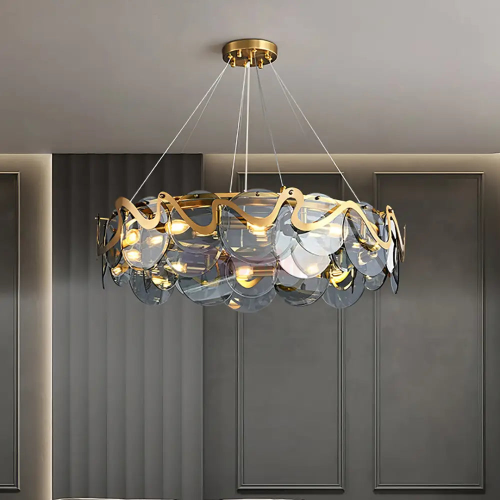 Candelabru Sticla 10xE14 Pure Fume 75CM / NEAGRA / LUXURY Chandeliers Crystal
