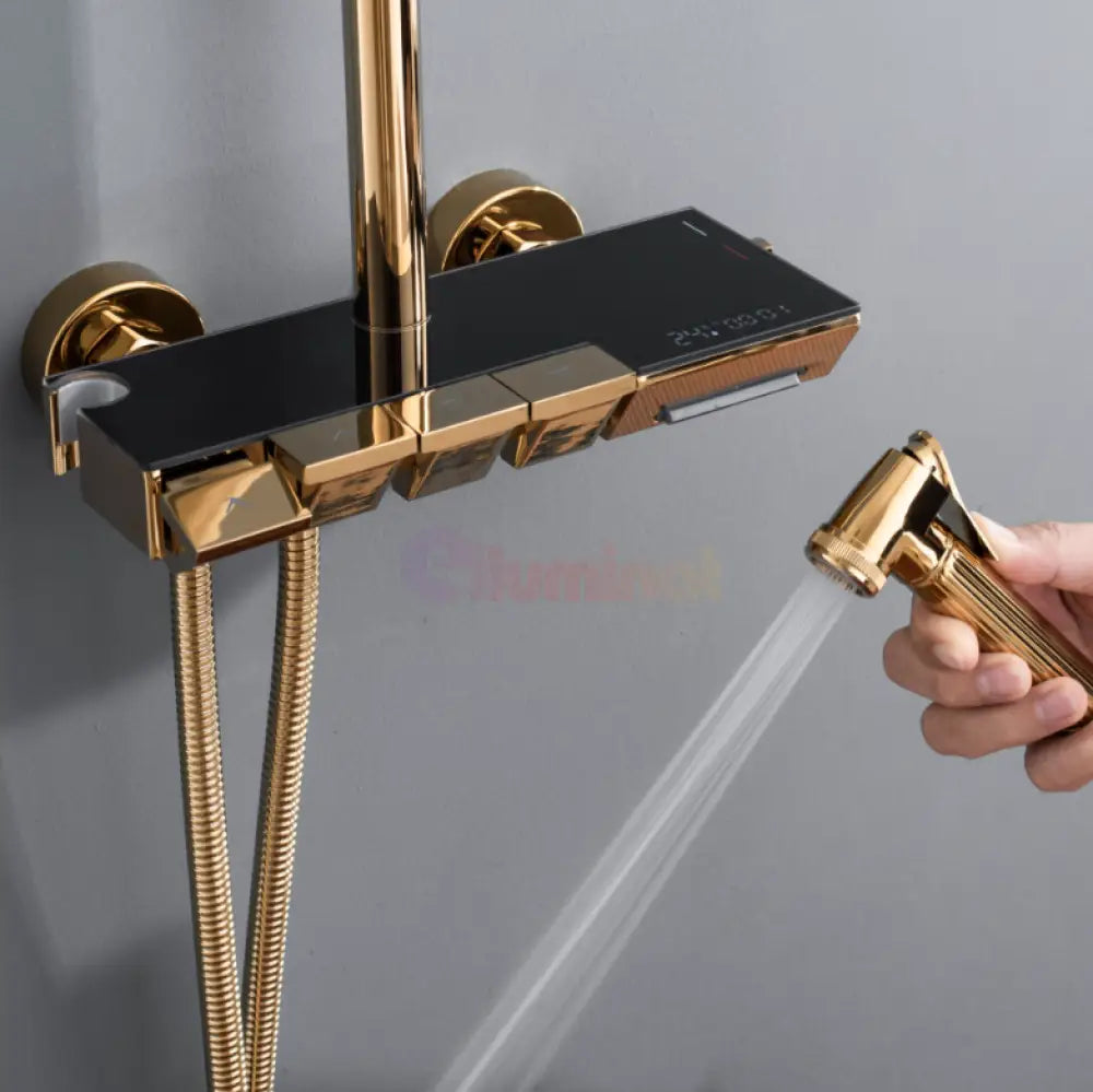 Coloana de Dus Premium 4 Moduri de Pulverizare Aurie Inox