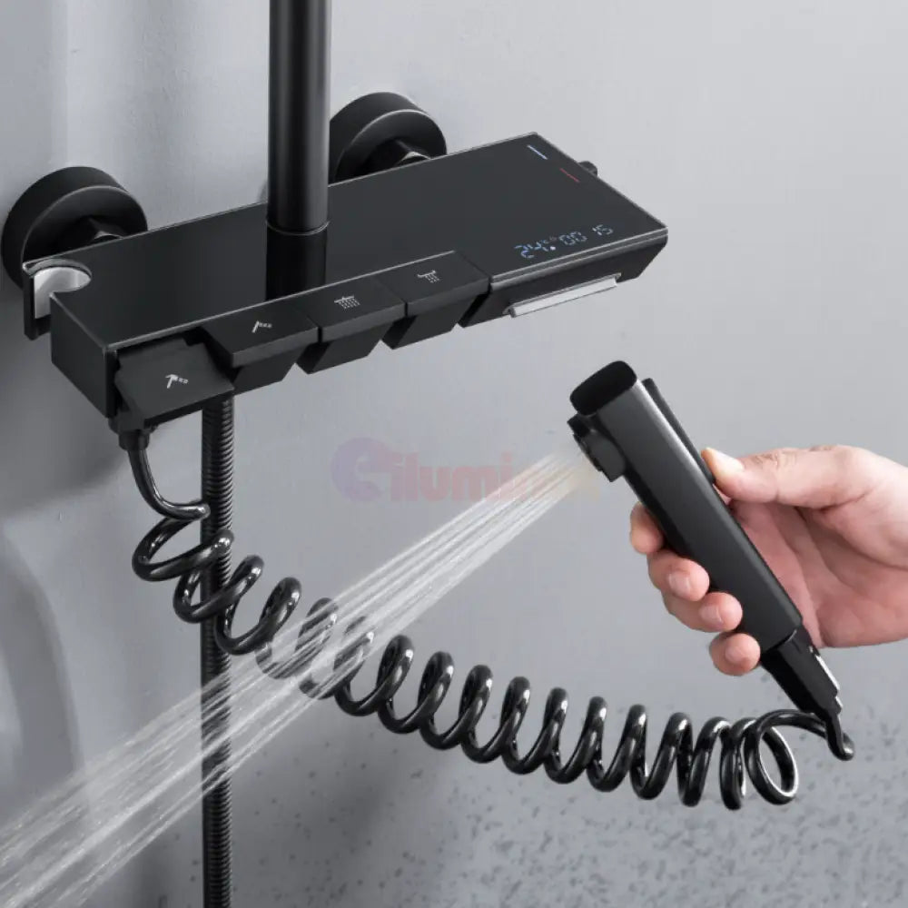 Coloana de Dus Premium 4 Moduri de Pulverizare Negru Inox