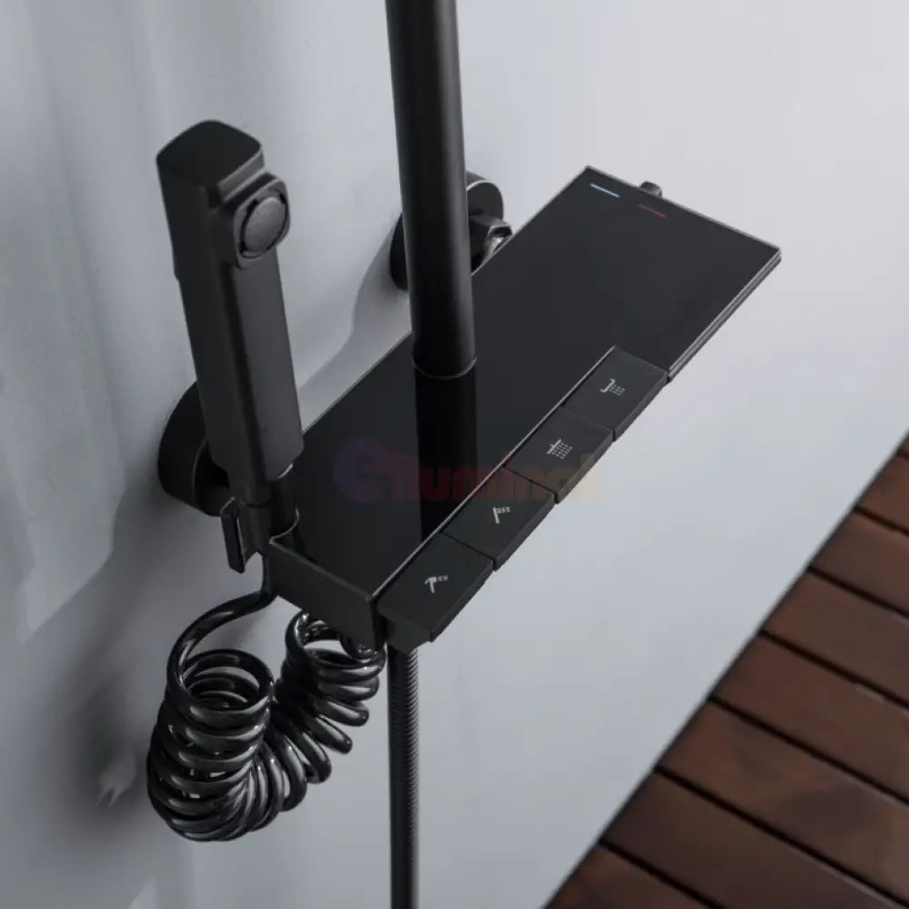 Coloana de Dus Premium 4 Moduri de Pulverizare Negru Inox