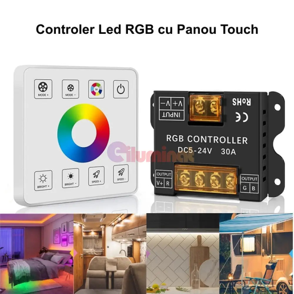 Controller Rgb 5-24V 30A Panou Touch Alb Lighting