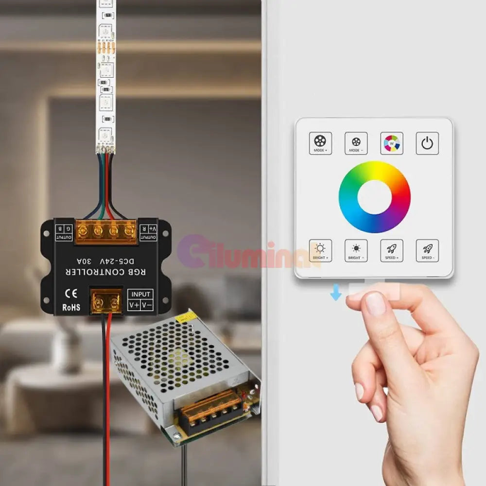 Controller Rgb 5-24V 30A Panou Touch Alb Lighting