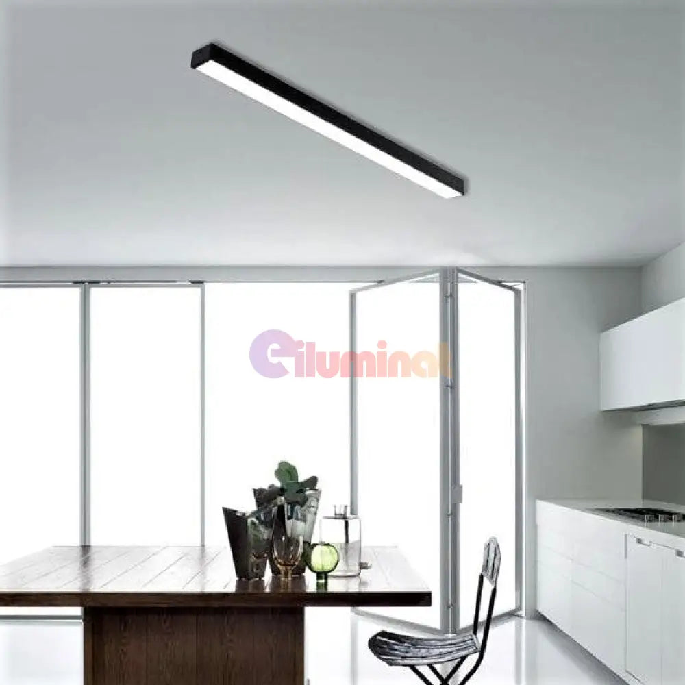 Corp Iluminat Led Liniar 36W 120Cm Aplicat Negru Echivalent 250W