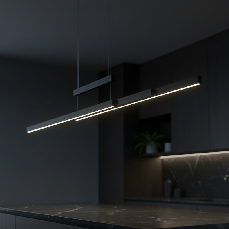 Lustra LED Suspendata Black 150CM TRAJAN Extensibila Liniara Echivalent 500W