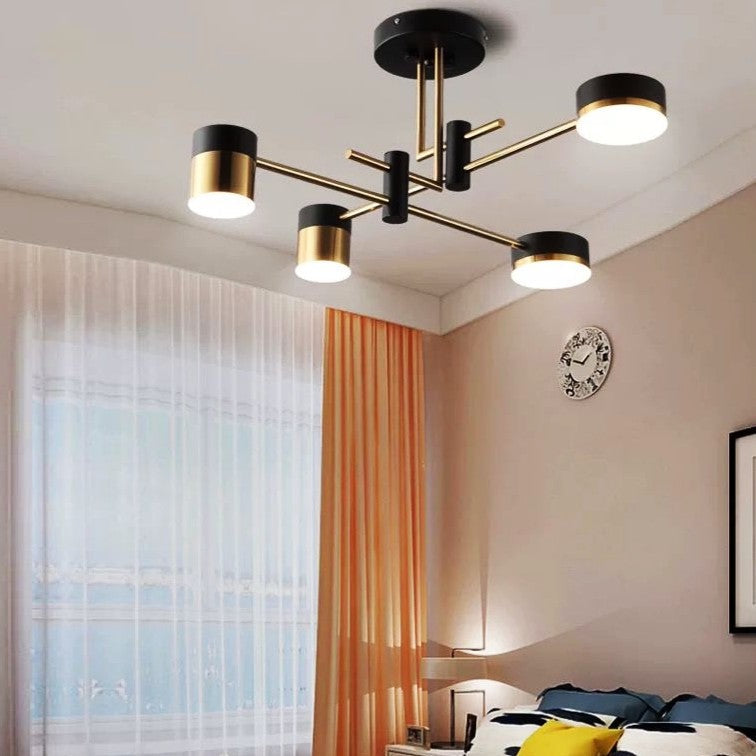 Lustra LED RAVENNA 2 + 2 Echivalent 300W Telecomanda NEGRU + AURIU / MINIMALIST DESIGN / 76CM Lighting Fixtures