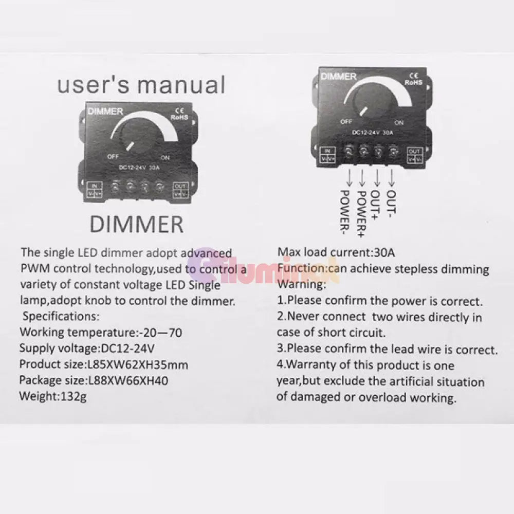 Dimmer Manual 30A 12V-24V Lighting Accessories