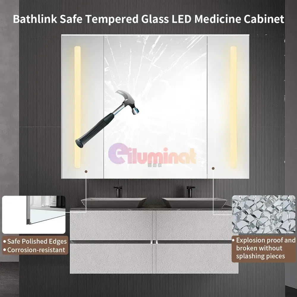 Dulap Baie Cu Oglinda LED Lyte Functii Multiple 80X70CM / GRI LED MIRROR