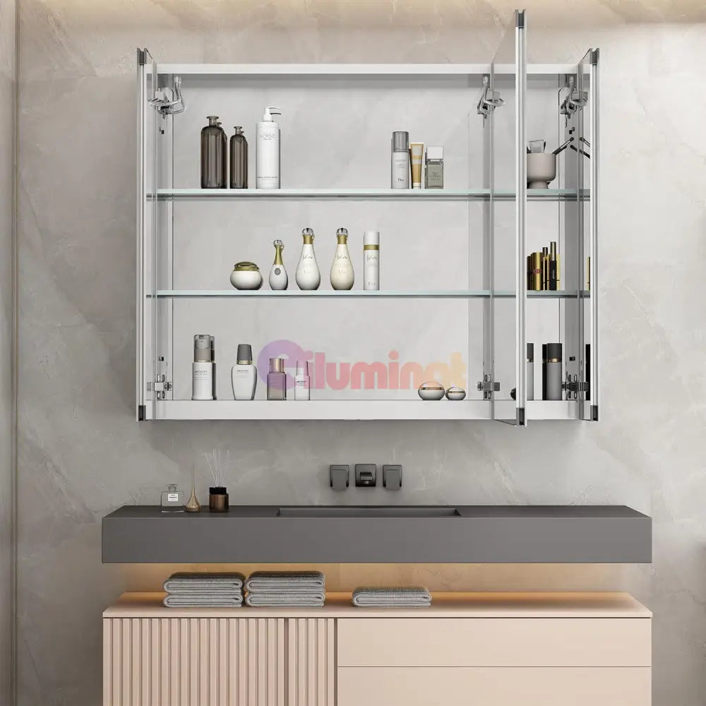 Dulap Baie Cu Oglinda LED Lyte Functii Multiple 80X70CM / GRI LED MIRROR
