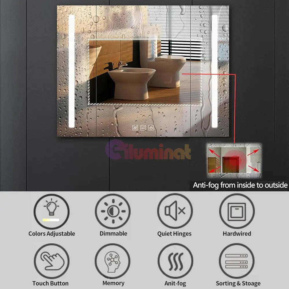 Dulap Baie Cu Oglinda LED Lyte Functii Multiple 80X70CM / GRI LED MIRROR