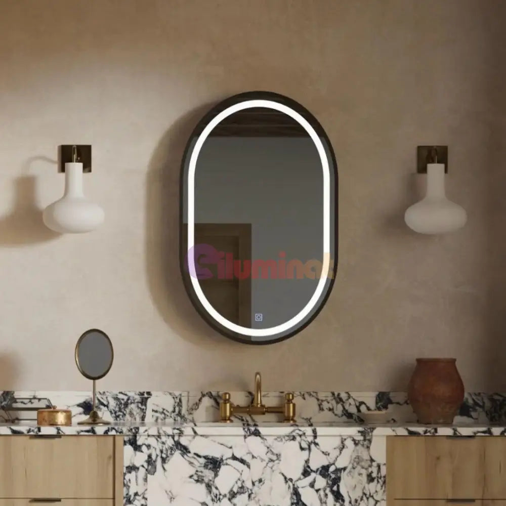 Dulap baie cu Oglinda LED Ovala 50x80cm Functie Dezaburire 330/50x80 50X80CM LED MIRROR