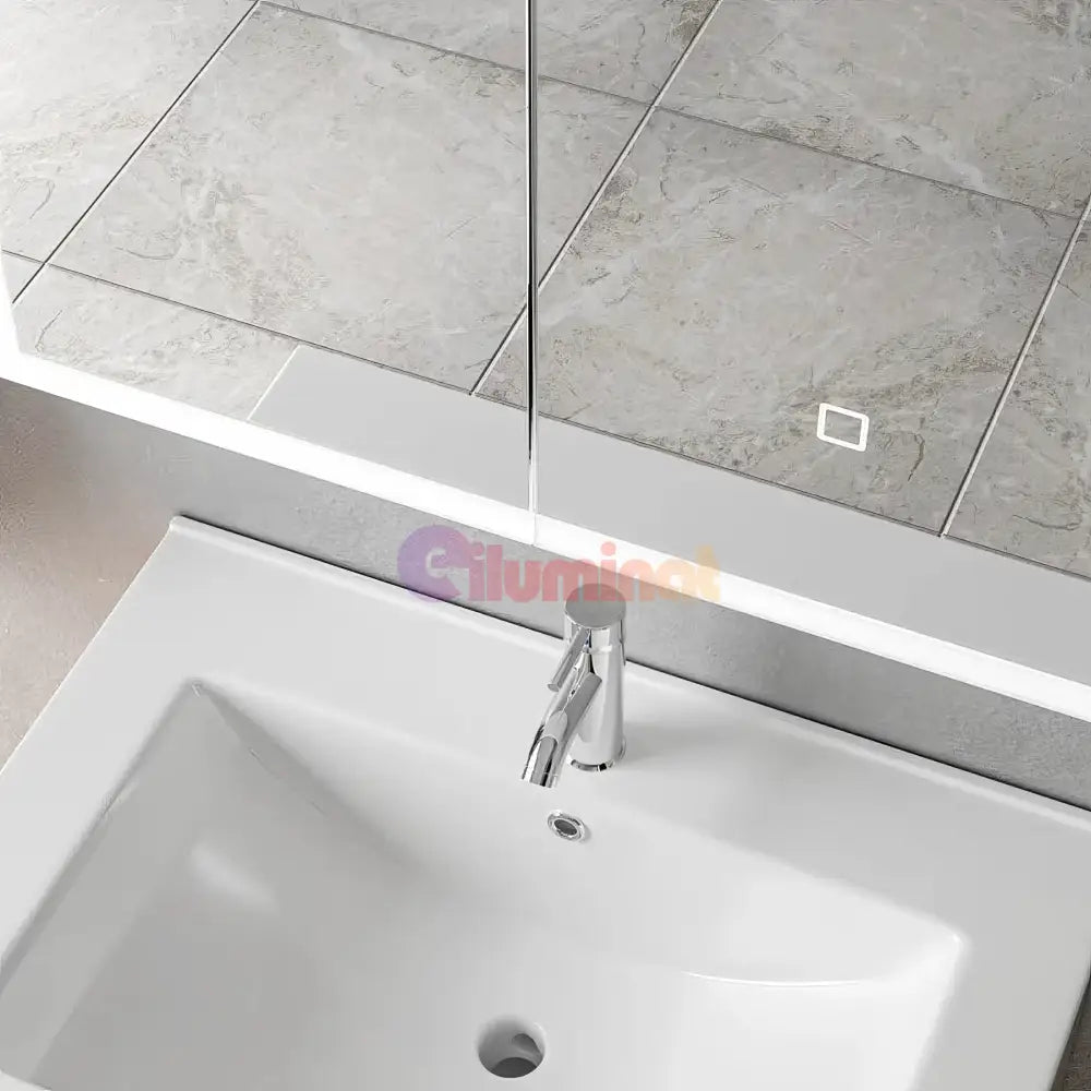 Dulap Baie Cu Oglinda LED Qora Touch 60x70cm 60X70CM / ALB LED MIRROR