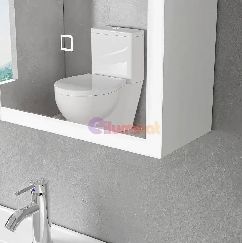 Dulap Baie Cu Oglinda LED Qora Touch 60x70cm 60X70CM / ALB LED MIRROR
