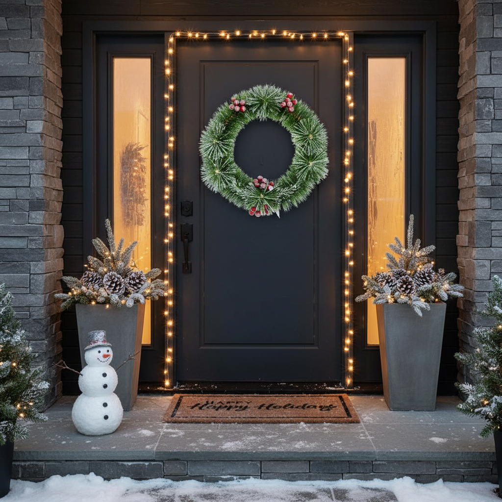 Coronita Artificiala De Craciun pentru Usa Snowpeak