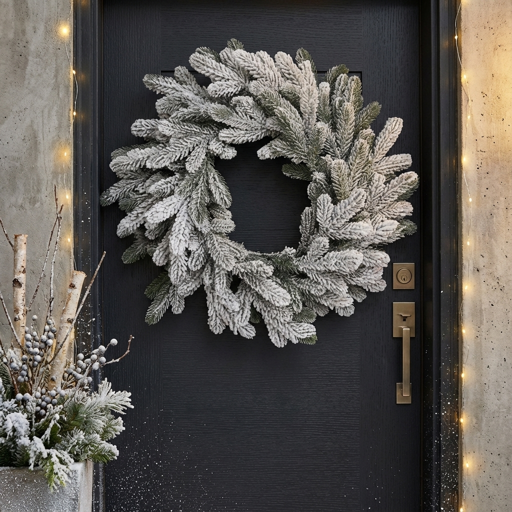 Coronita Artificiala De Craciun pentru Usa Snowcrest