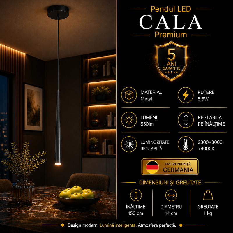 Pendul LED Premium CALA Black Echivalent 55W
