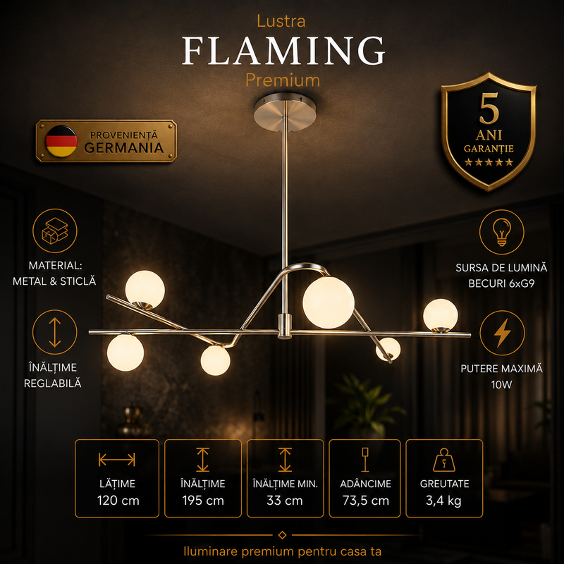 Lustra Premium Flaming Silver 6xG9