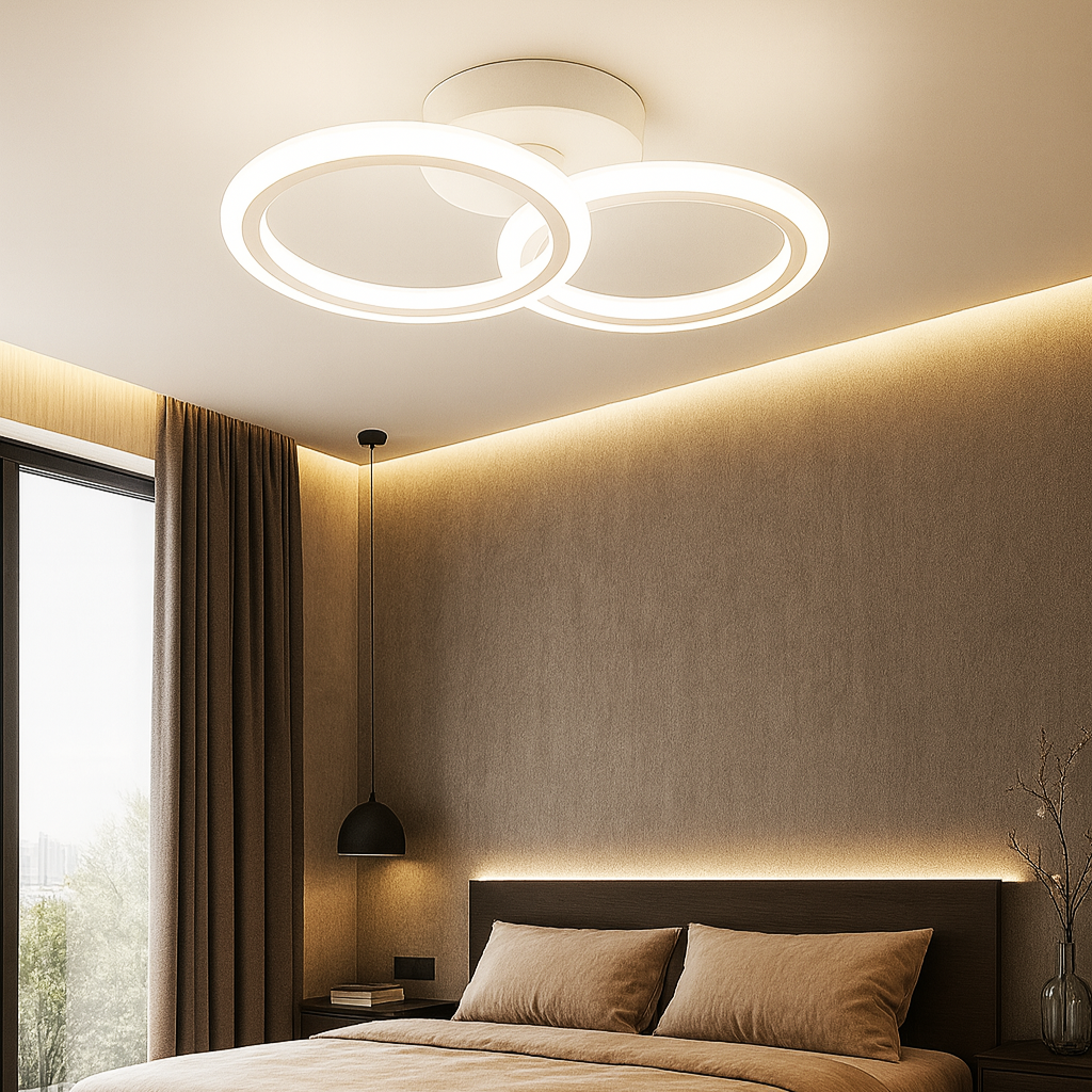 Lustra LED 1 + 1 Circle Design Alb Echivalent 300W Telecomanda ALBA / CIRCLE DESIGN Lighting Fixtures