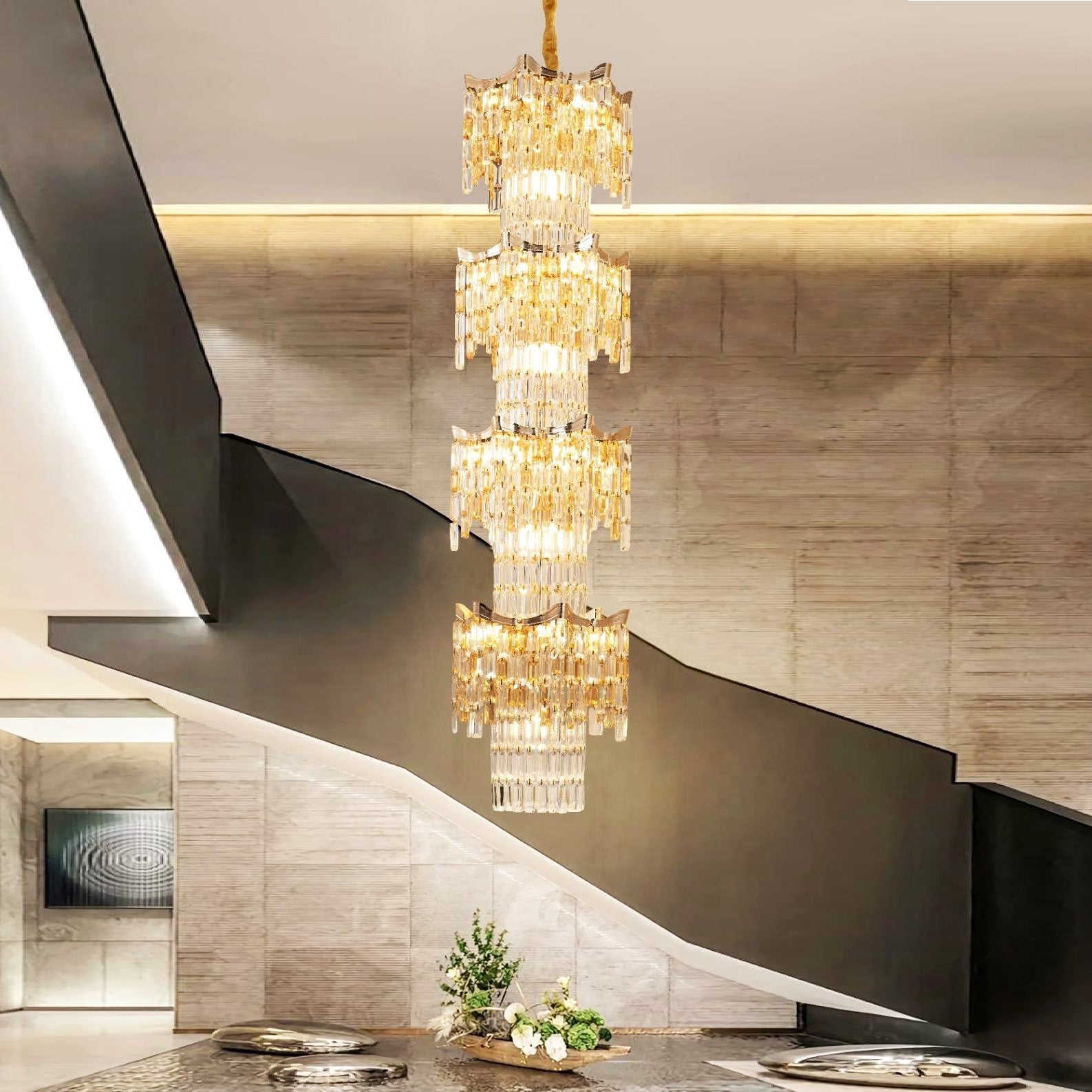 Candelabru Cristal Luxury Golden 210Cm -P7341 Chandeliers Crystal