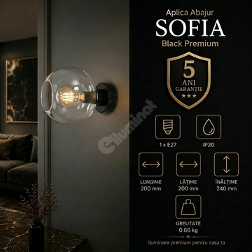 Aplica Abajur Sofia Black Premium 1xE27