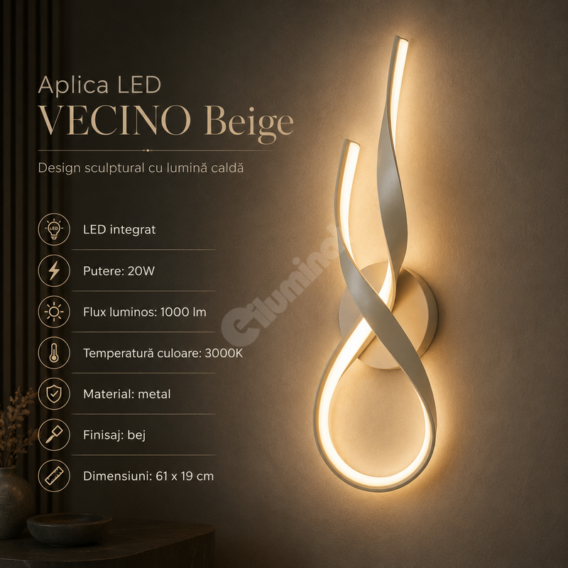 Aplica Premium LED VECINO Beige Echivalent 75W