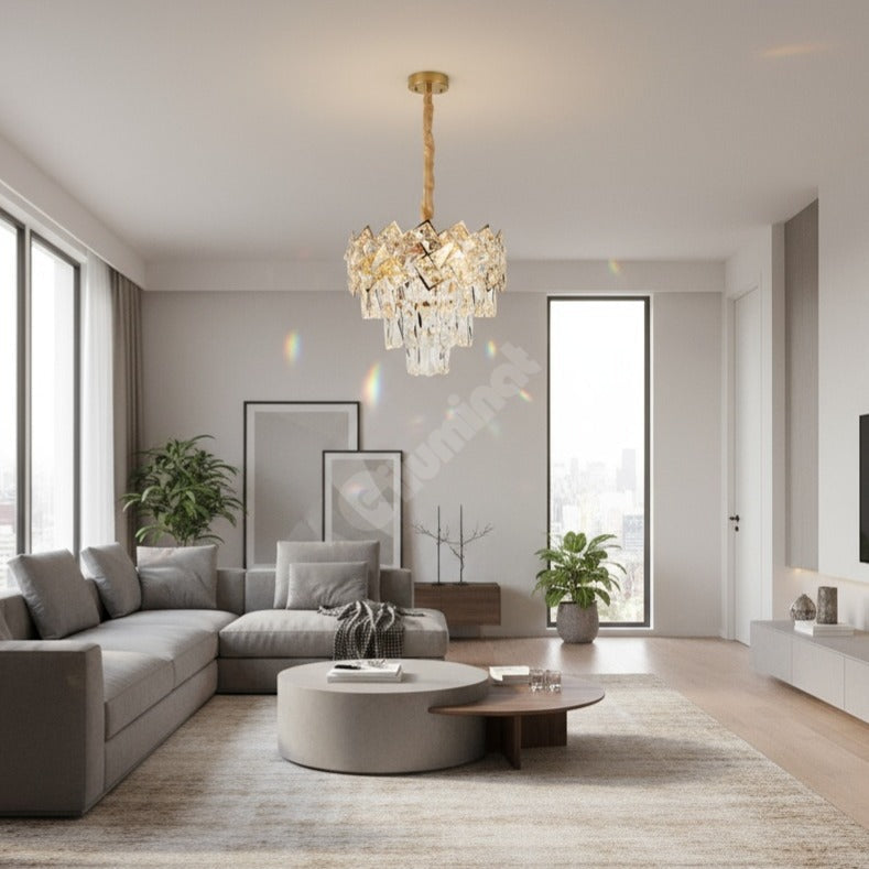 Candelabru Cristal MALLI Gold ⌀30cm