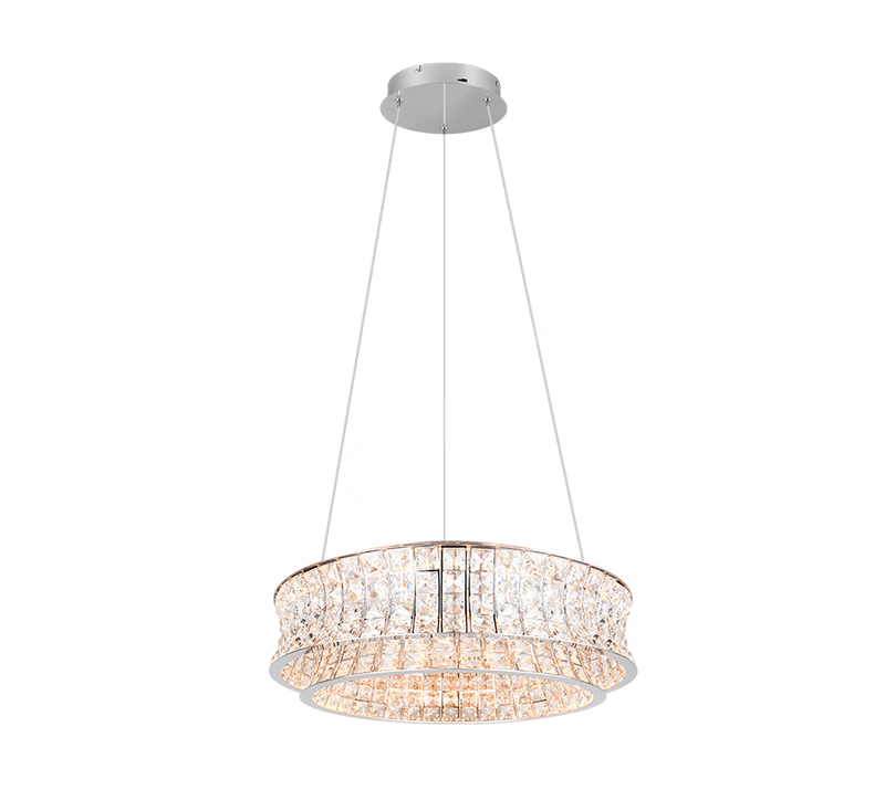Candelabru LED Suspendat Premium Zevion Silver Crystal Echivalent 500W