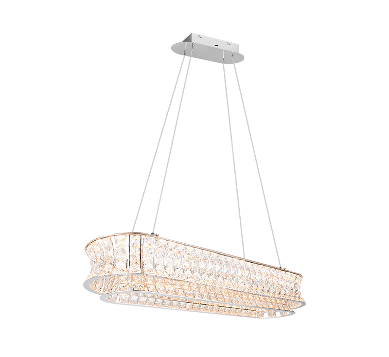 Candelabru LED Suspendat Premium Zevion Silver Crystal Echivalent 600W
