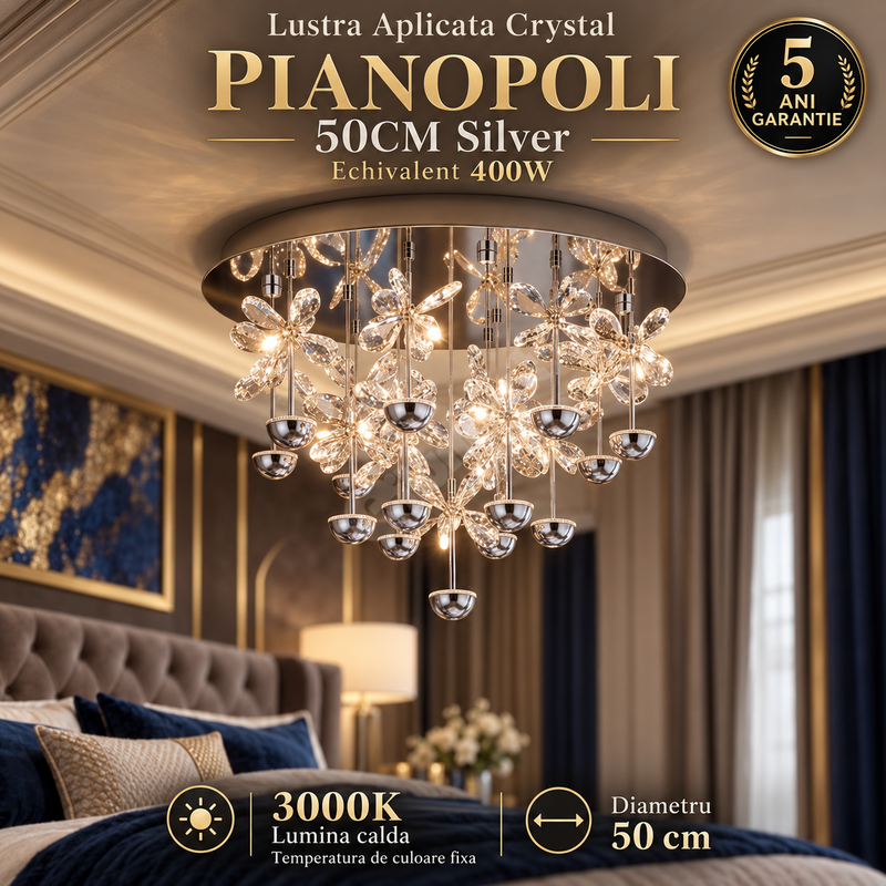Lustra Aplicata Crystal PIANOPOLI 50CM Silver Echivalent 400W
