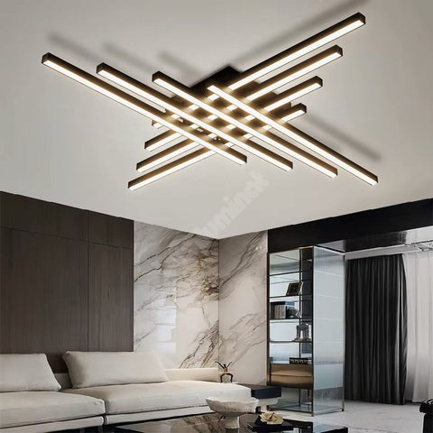 Lustra LED 8 Modern LINES Black Echivalent 1000W Telecomanda Resigilat R2