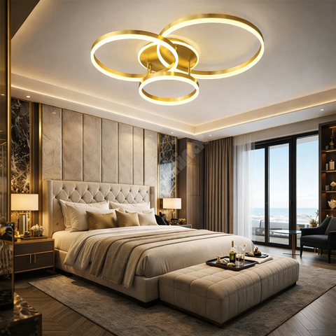 Lustra LED Beauty Gold 3 Circle Echivalent 600W Telecomanda Resigilat R3