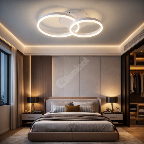 Lustra LED Beauty White Double Circle Echivalent 300W Telecomanda Resigilat R3