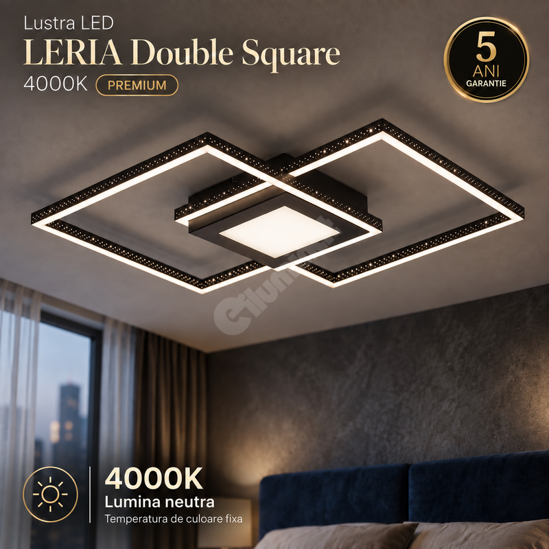 Lustra LED Double Square LERIA 4000K PREMIUM