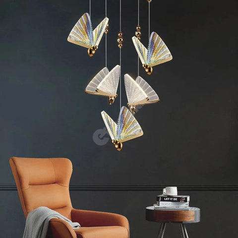 Lustra LED Luxury 5 Golden Butterflies Resigilat R4